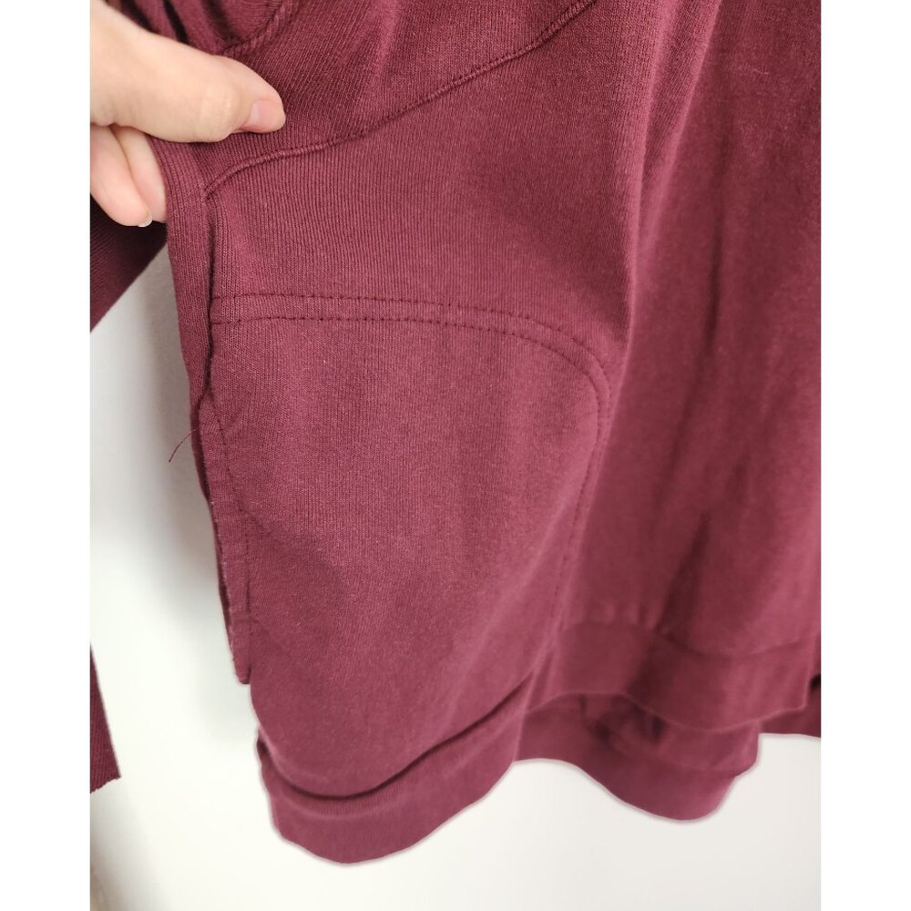 Free People Beach Women's Sz. L Burgundy Hi Low Oversized Sweatshirt - Picture 3 of 6